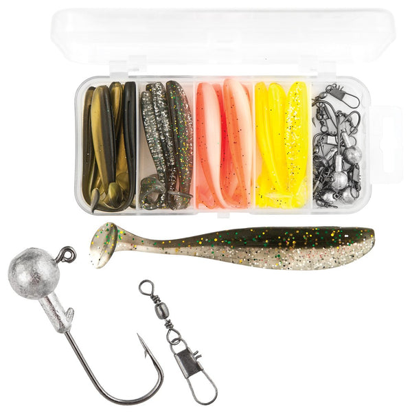 Set 20 Shad (6cm) + jig + varteje&agrafe (Set A)